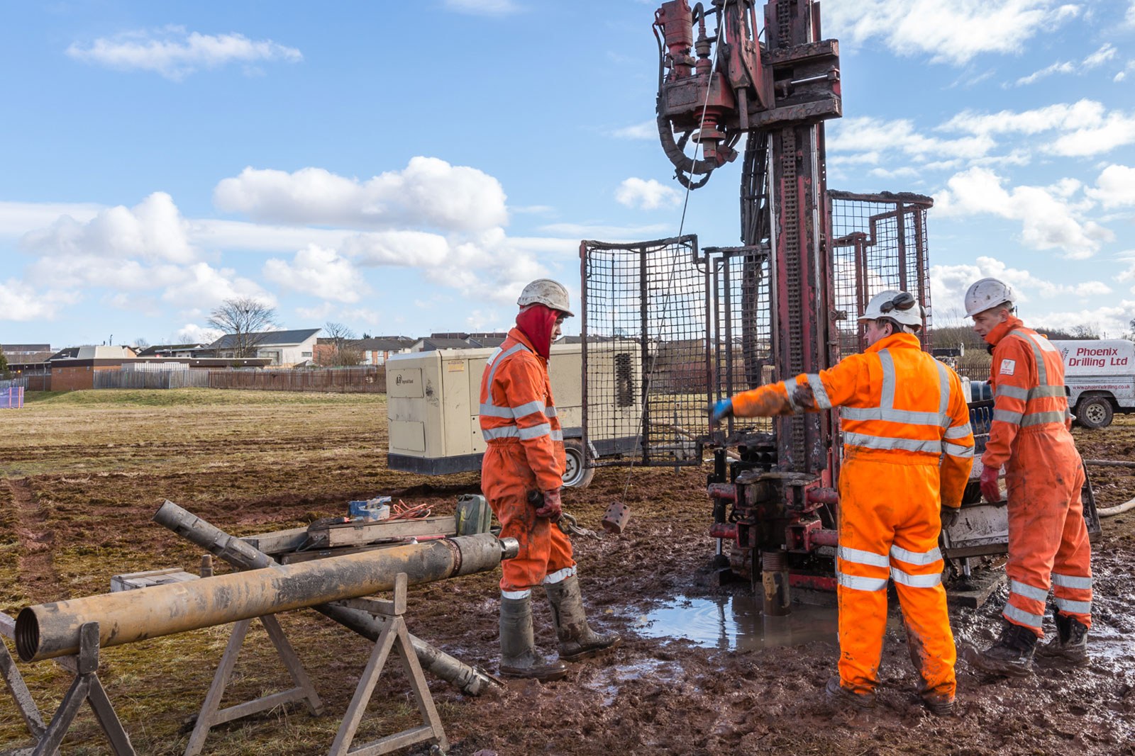 Borehole drilling rig in Aylesbury for groundwater supply
