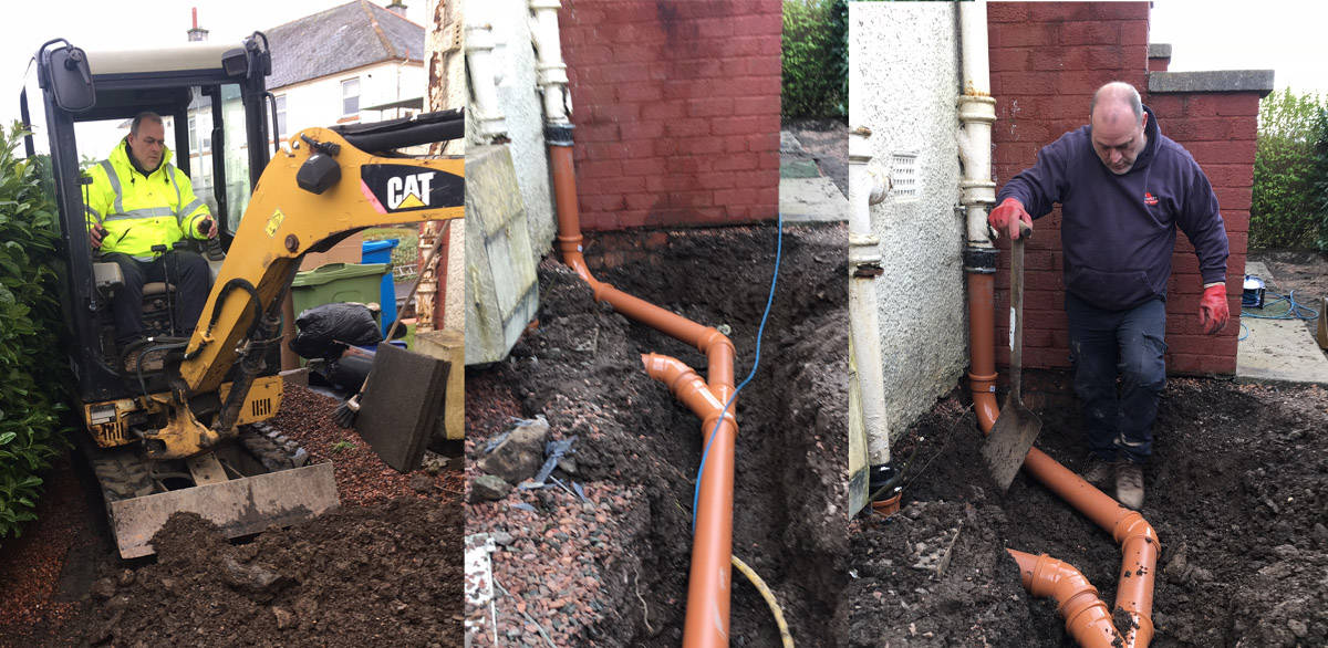Drainage installation in Aylesbury with mini digger